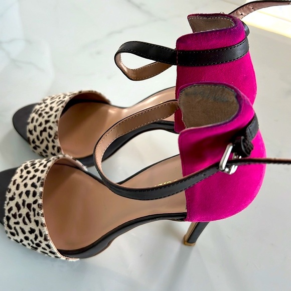 💖 BUY 2 for $15 💖 Sole Society High Heeled Sandals Fuschia/Brown/Leopard print - Picture 3 of 5
